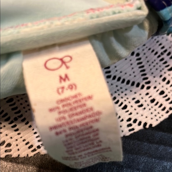 OP Pink and Blue Swim Set with Ruffled Bandeau Top - Picture 10 of 12